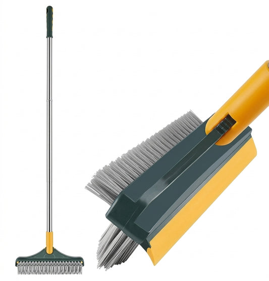 3-in-1 Multifunctional Floor Scrubber Brush with Built-In Squeegee & Crevice Cleaner