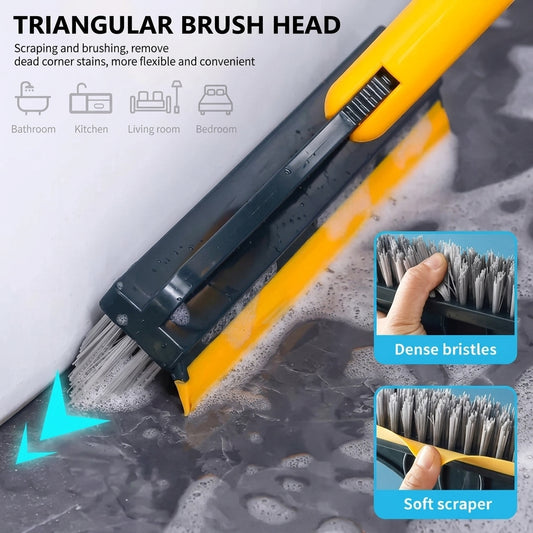 3-in-1 Multifunctional Floor Scrubber Brush with Built-In Squeegee & Crevice Cleaner