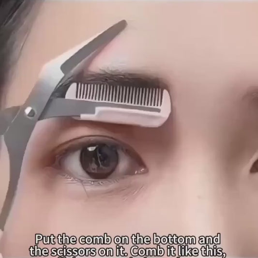 Precision Eyebrow Trimming Scissors with Detachable Comb Guard